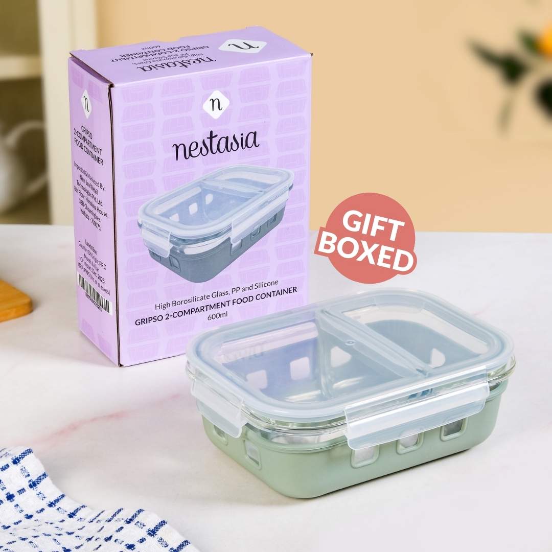 Gripso Dual Compartment Food Container 600ml Sage Green - Image 12
