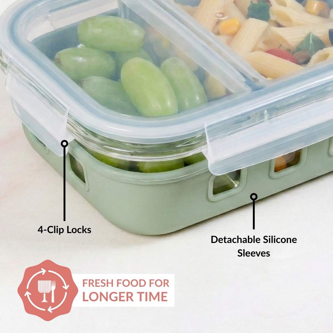 Gripso Dual Compartment Food Container 600ml Sage Green - Image 7