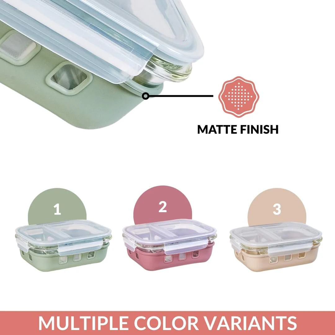 Gripso Dual Compartment Food Container 600ml Sage Green - Image 9