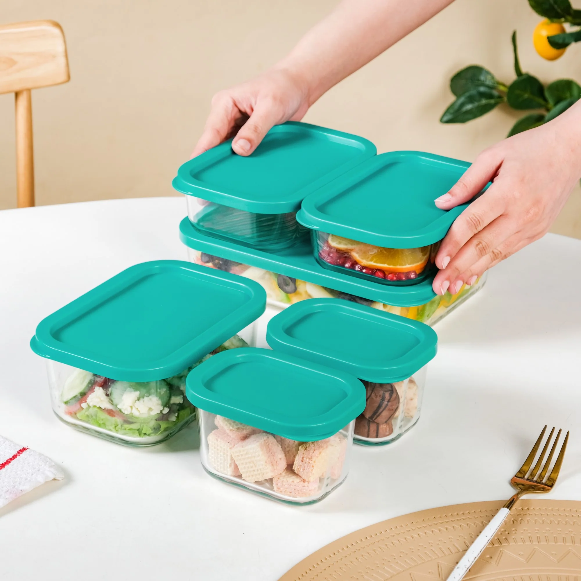 Groovo Airtight Containers For Food Storage Set Of 6 S 310ml M 520ml L 750ml XL 1200ml - Image 3