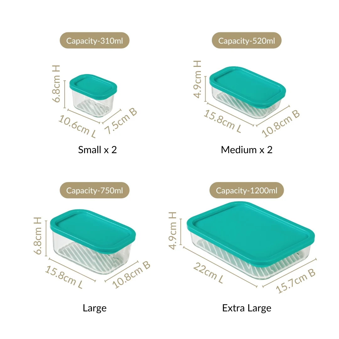 Groovo Airtight Containers For Food Storage Set Of 6 S 310ml M 520ml L 750ml XL 1200ml - Image 4