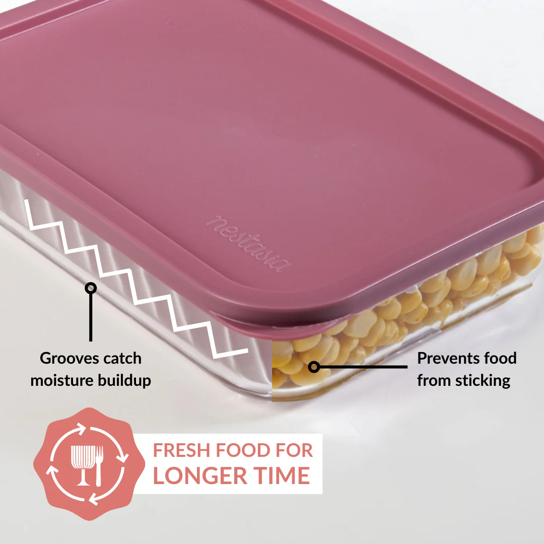 Groovo Borosilicate Premium Food Container With Lid Set Of 7 310ml 520ml 1200ml Berrywood - Image 6