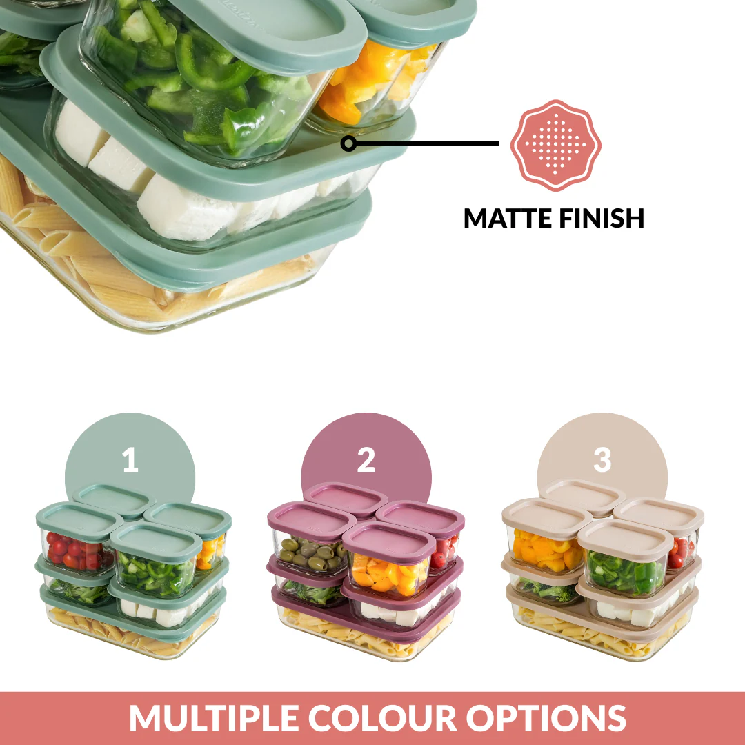Groovo Borosilicate Premium Food Container With Lid Set Of 7 310ml 520ml 1200ml Green - Image 9
