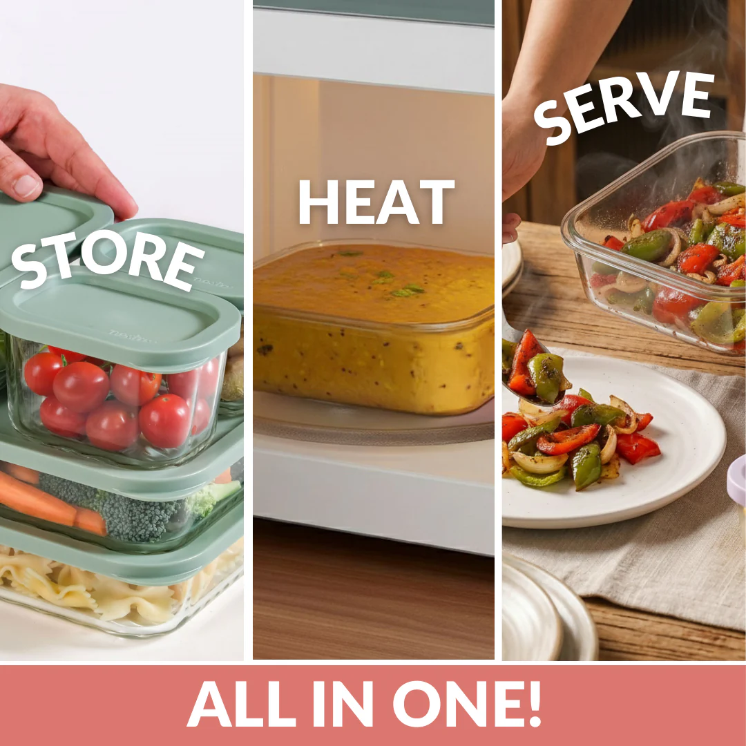 Groovo Food Storage Containers With Lid Set Of 5 310ml 750ml 1200ml Beige - Image 5