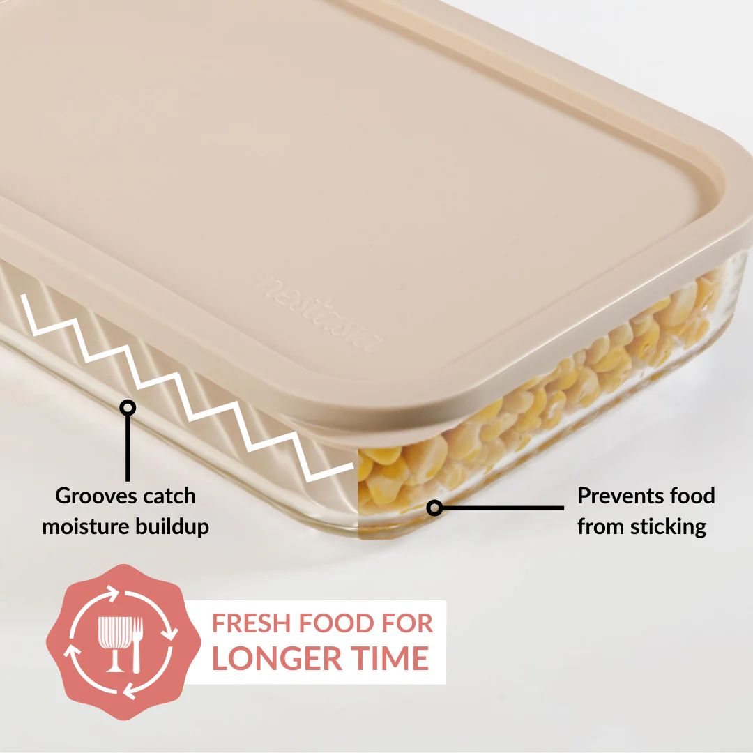 Groovo Food Storage Containers With Lid Set Of 5 310ml 750ml 1200ml Beige - Image 6