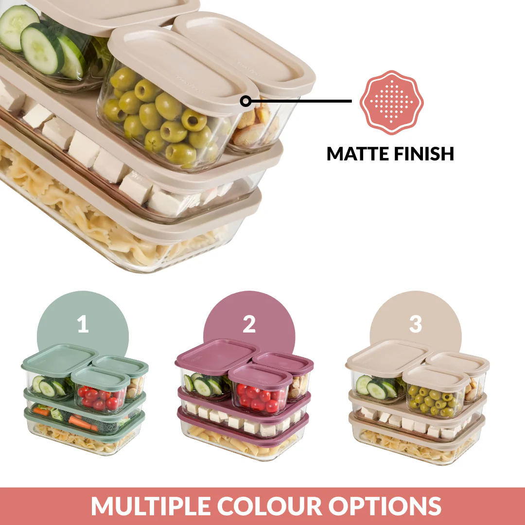 Groovo Food Storage Containers With Lid Set Of 5 310ml 750ml 1200ml Beige - Image 9