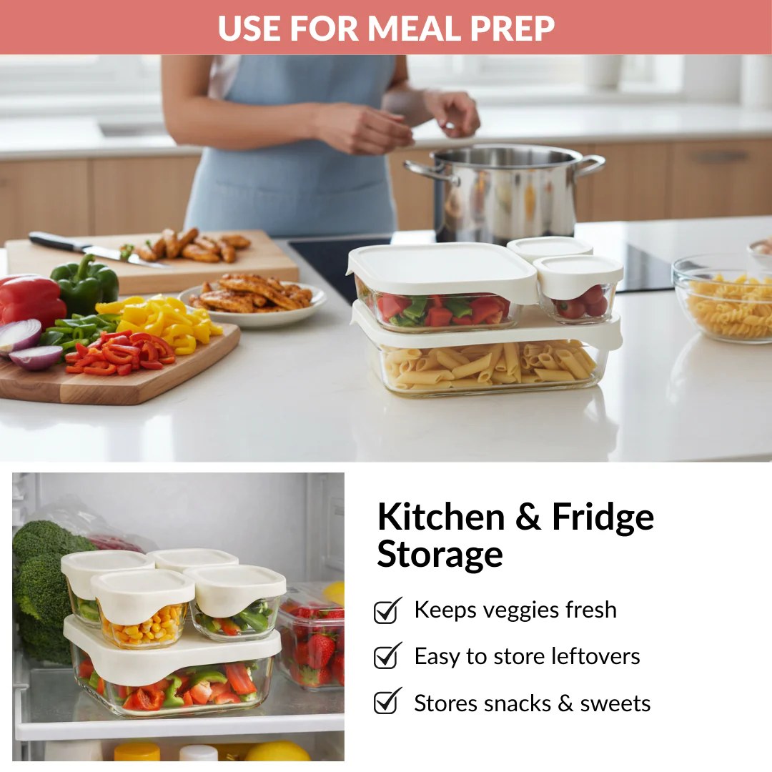 Groovo Lite Glass Food Container Set Of 4 220ml 1320ml 2500ml - Image 10