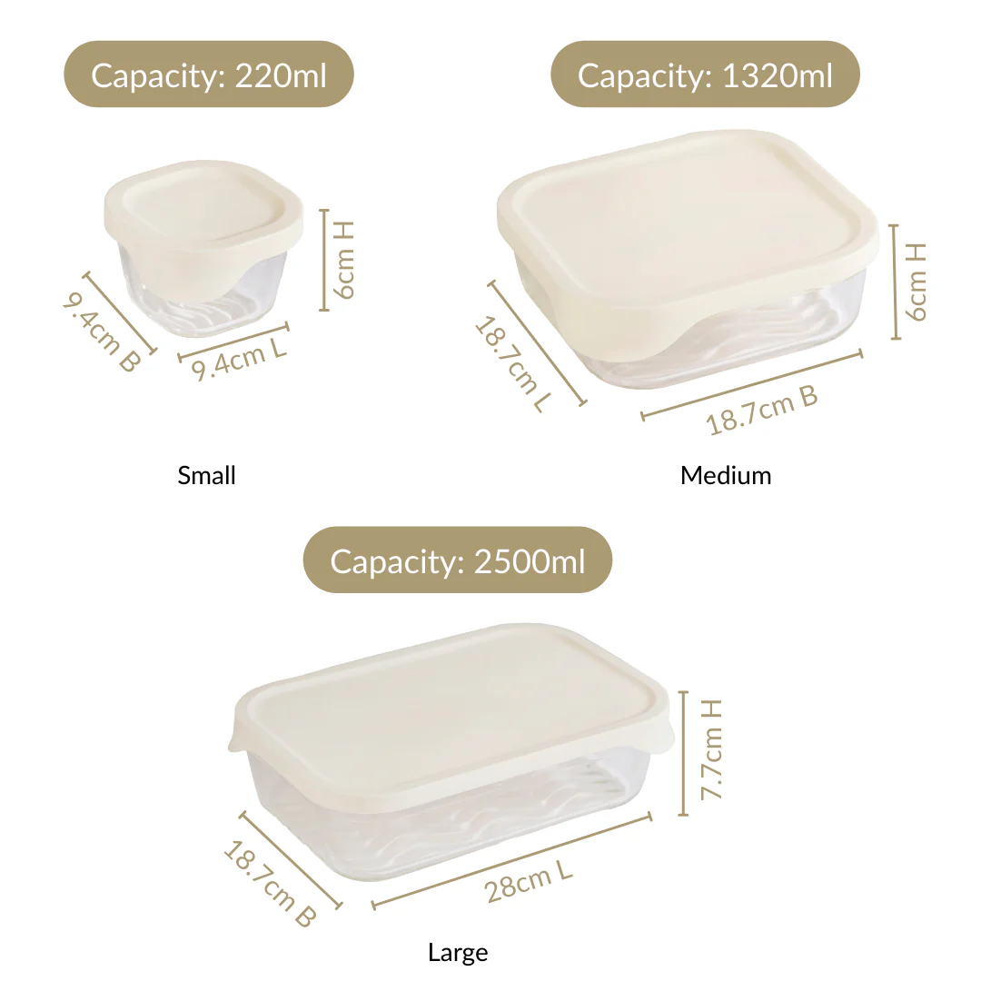 Groovo Lite Glass Food Container Set Of 4 220ml 1320ml 2500ml - Image 4