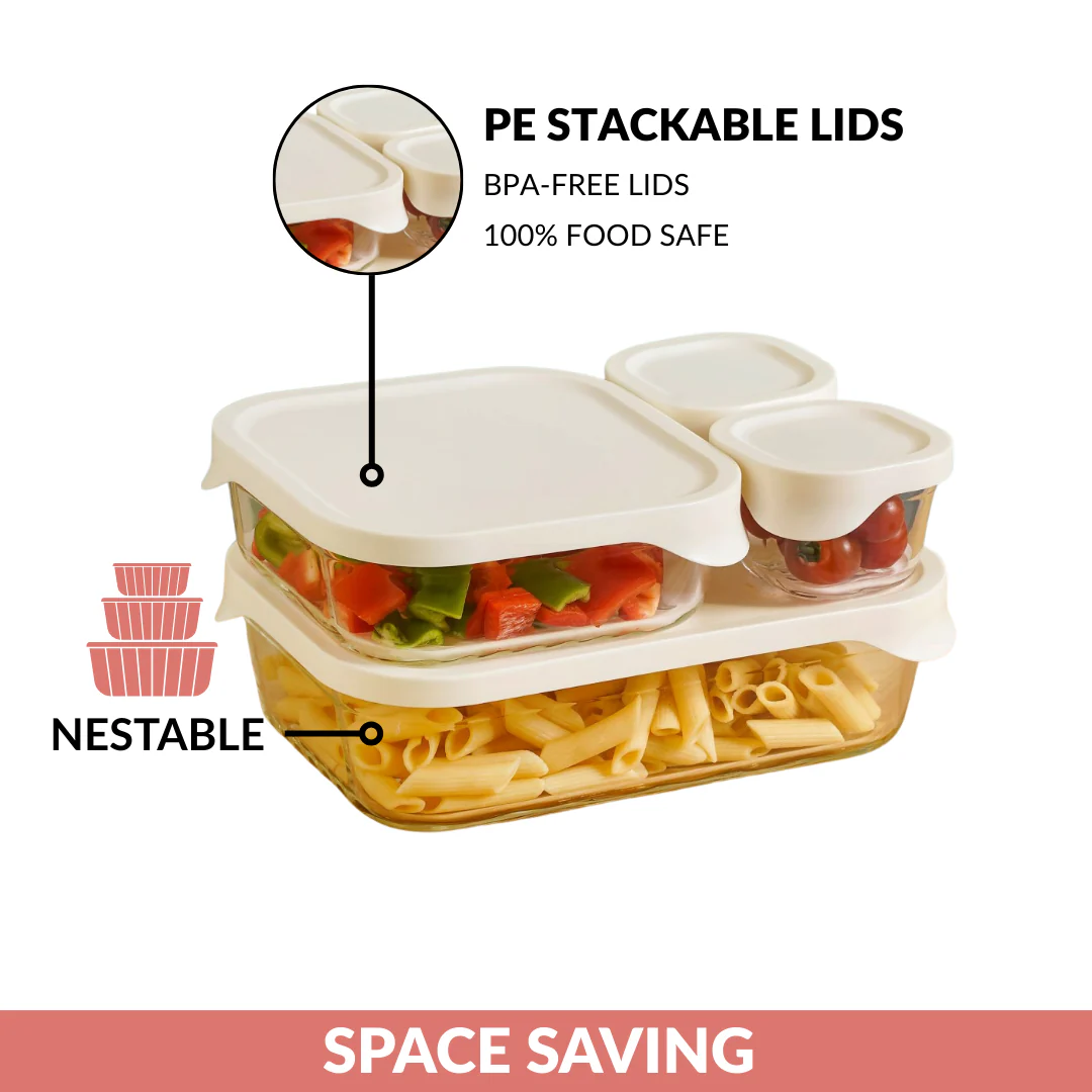 Groovo Lite Glass Food Container Set Of 4 220ml 1320ml 2500ml - Image 8