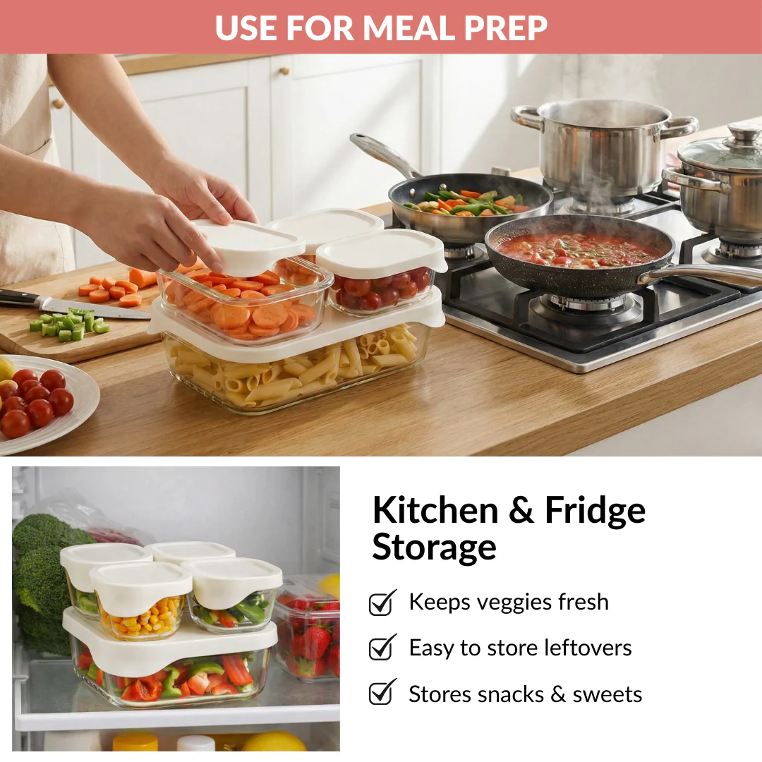 Groovo Lite Glass Food Container Set Of 4 370ml 930ml 2500ml - Image 10