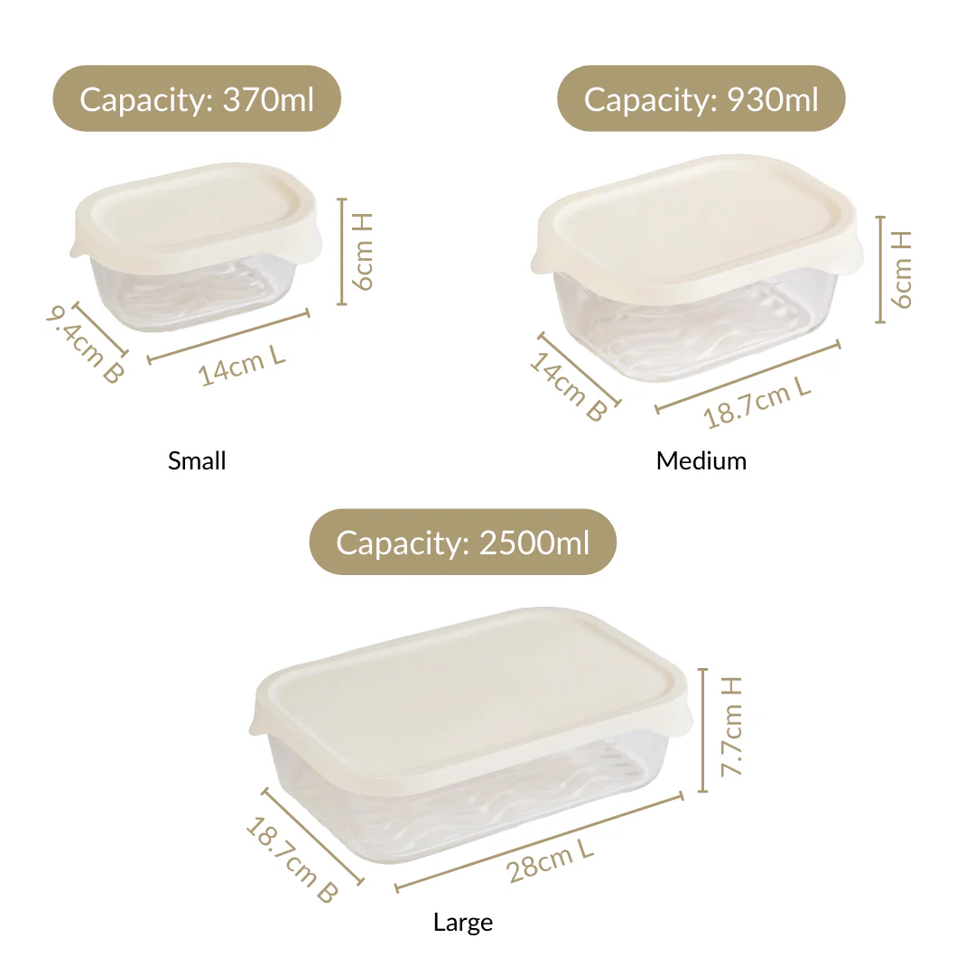 Groovo Lite Glass Food Container Set Of 4 370ml 930ml 2500ml - Image 4