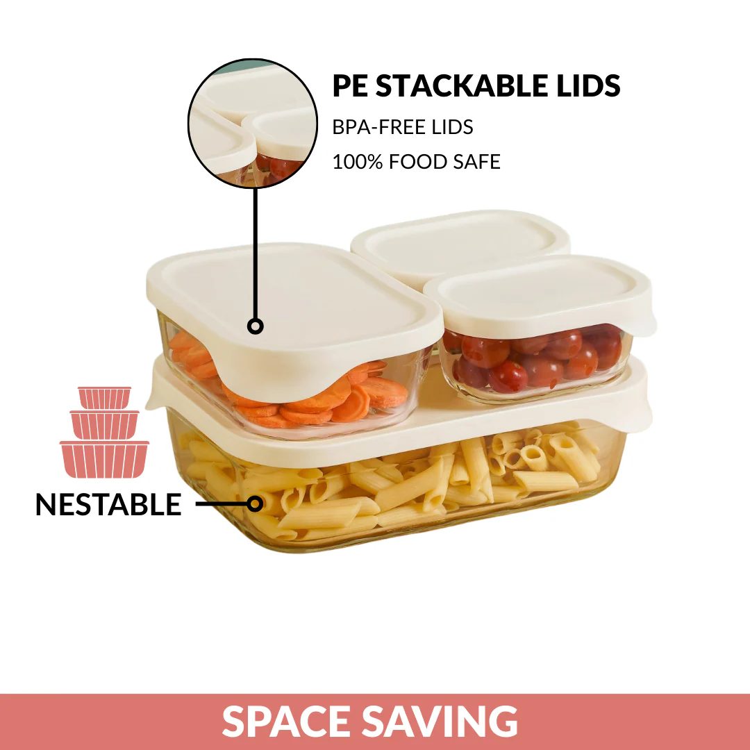 Groovo Lite Glass Food Container Set Of 4 370ml 930ml 2500ml - Image 8