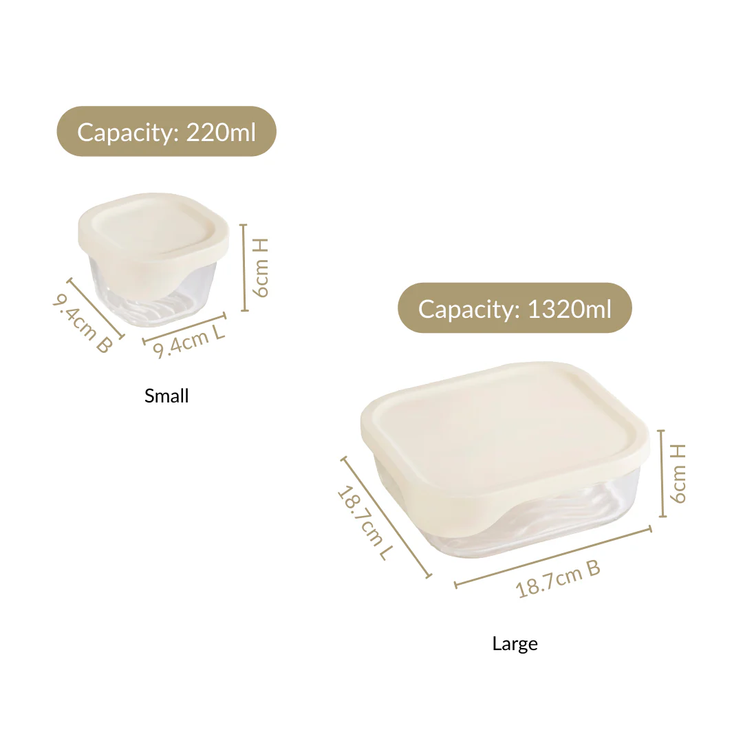 Groovo Lite Glass Food Container Set Of 5 220ml 1320ml - Image 4