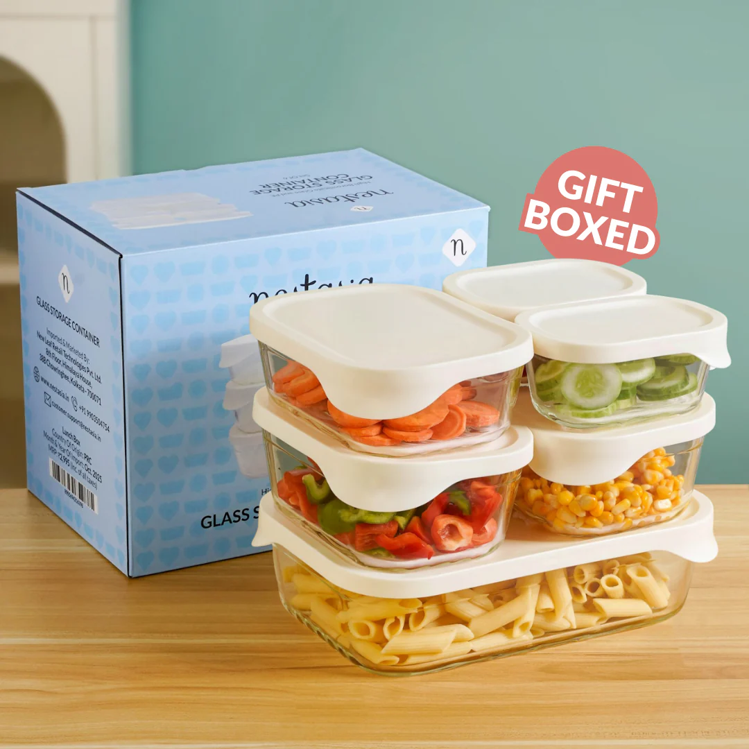 Groovo Lite Glass Food Container Set Of 6 370ml 930ml 1120ml 2500ml - Image 11