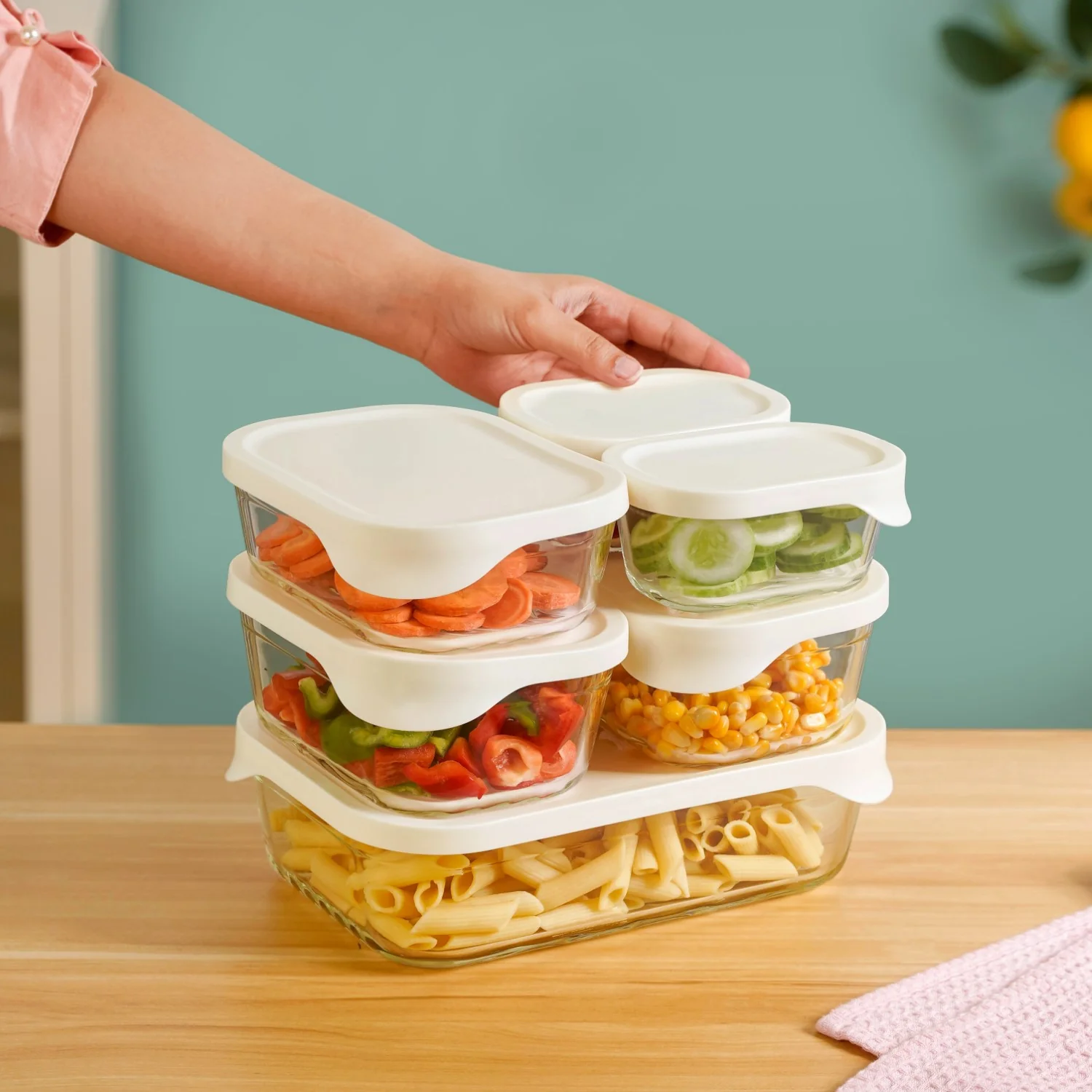 Groovo Lite Glass Food Container Set Of 6 370ml 930ml 1120ml 2500ml - Image 2