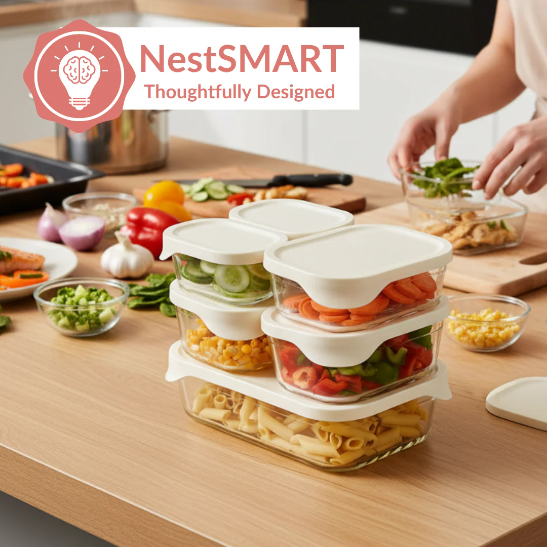Groovo Lite Glass Food Container Set Of 6 370ml 930ml 1120ml 2500ml - Image 3