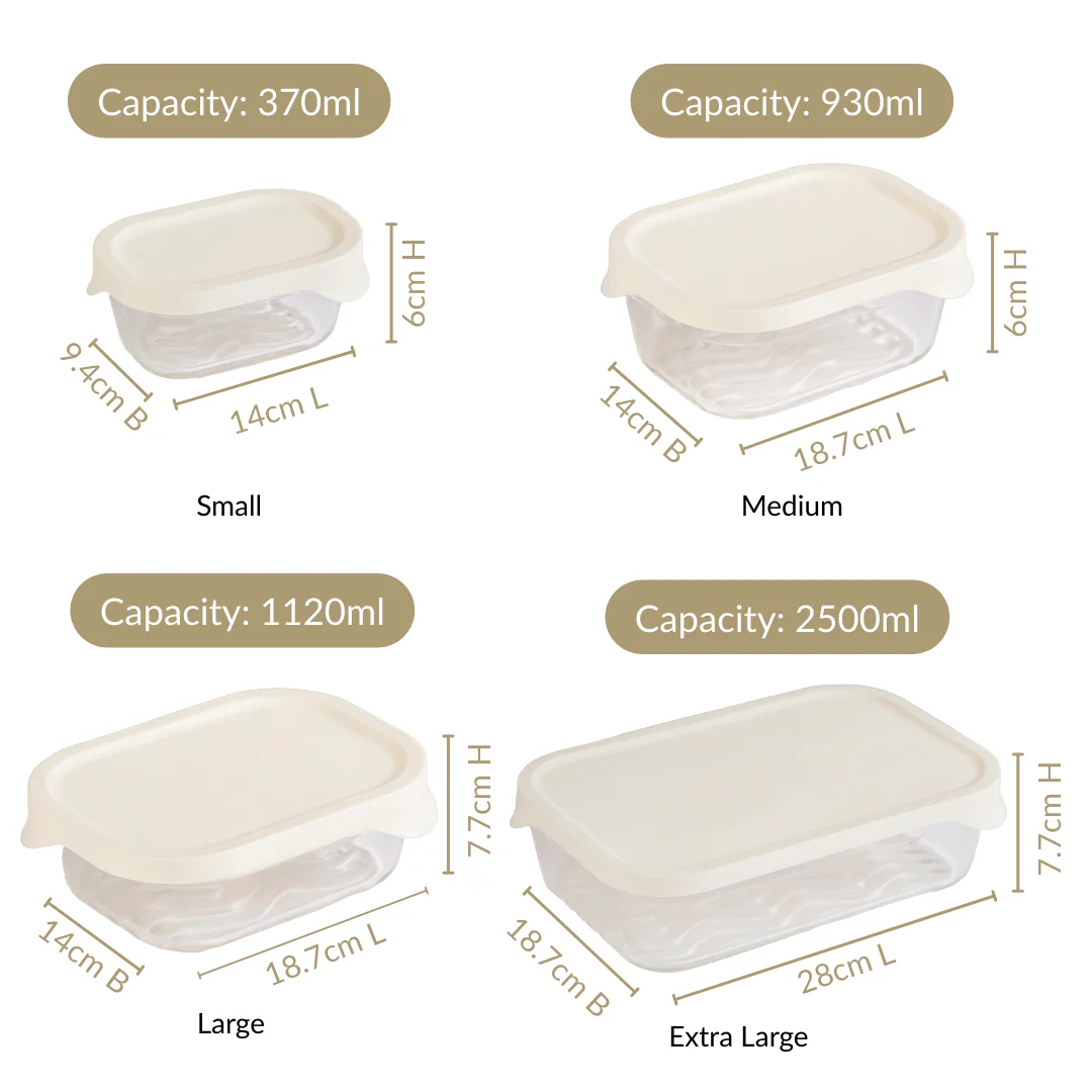 Groovo Lite Glass Food Container Set Of 6 370ml 930ml 1120ml 2500ml - Image 4