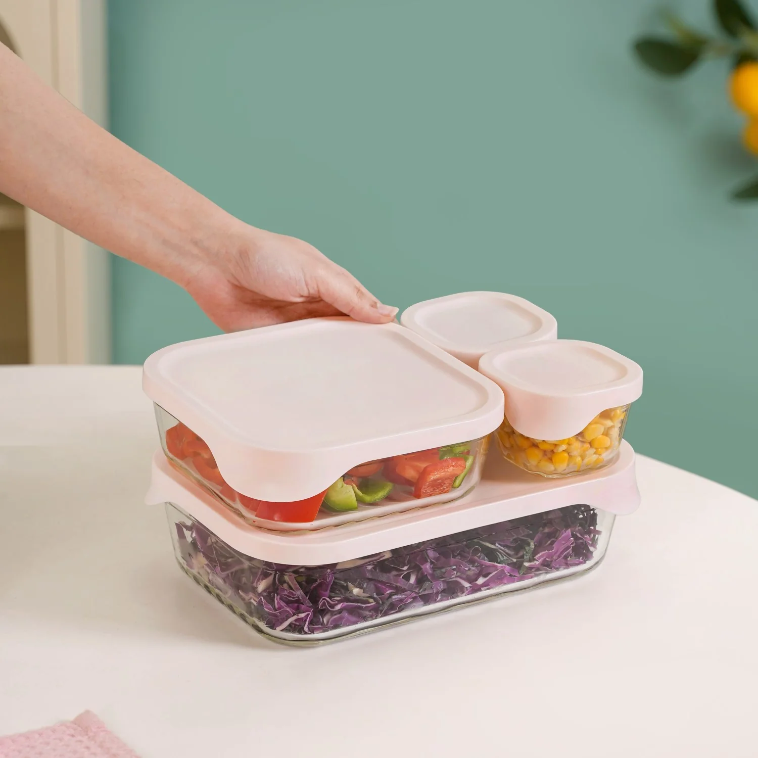 Groovo Lite Microwave Safe Glass Food Container Set Of 4 220ml 1320ml 2500ml - Image 2