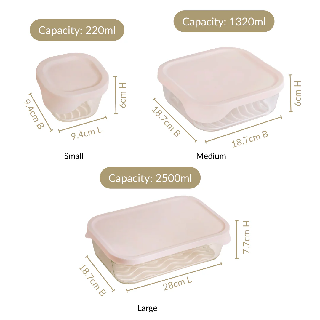 Groovo Lite Microwave Safe Glass Food Container Set Of 4 220ml 1320ml 2500ml - Image 4