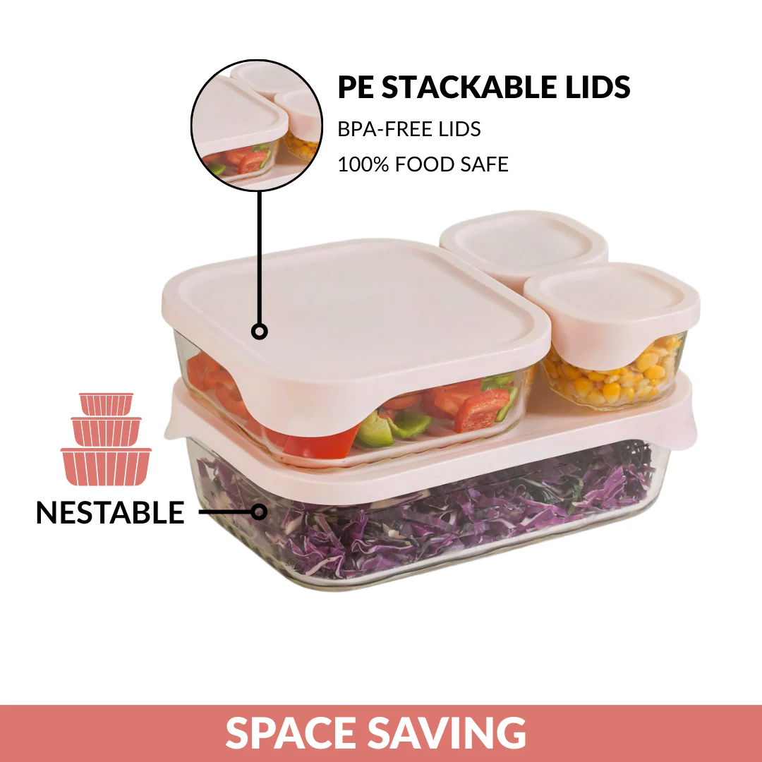 Groovo Lite Microwave Safe Glass Food Container Set Of 4 220ml 1320ml 2500ml - Image 8
