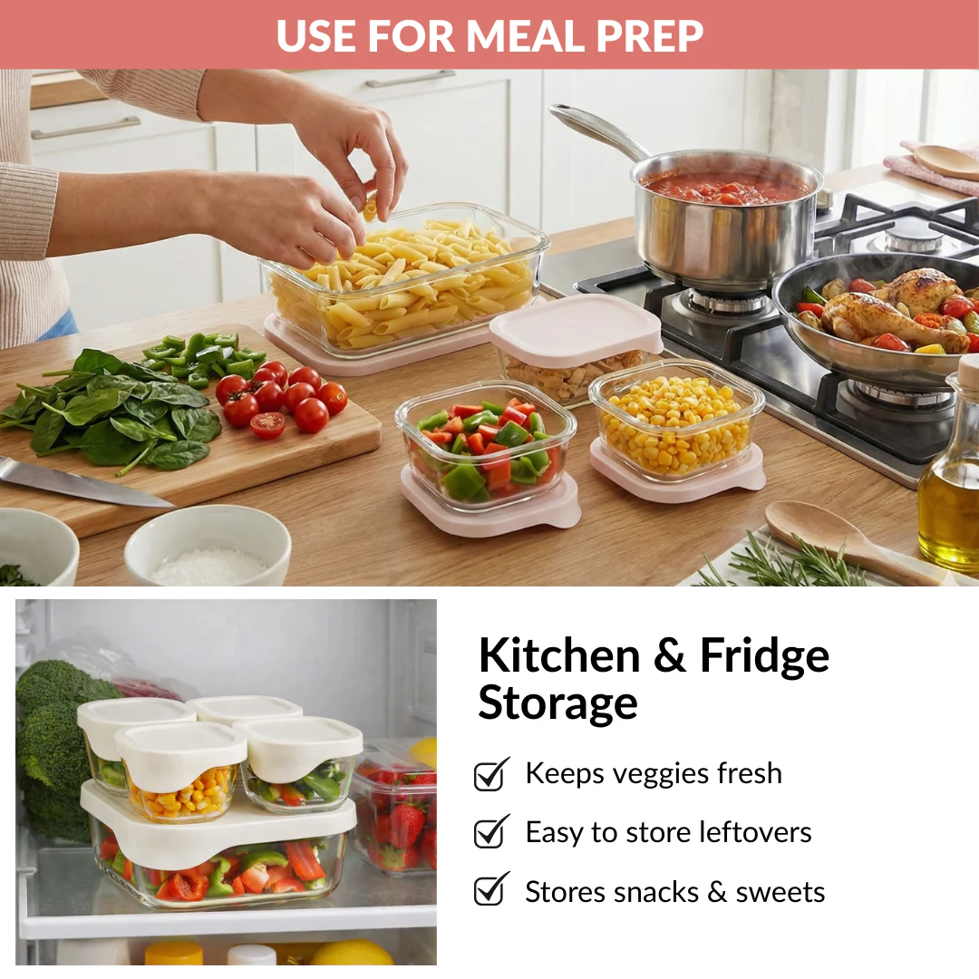 Groovo Lite Microwave Safe Glass Food Container Set Of 4 370ml 930ml 2500ml - Image 10