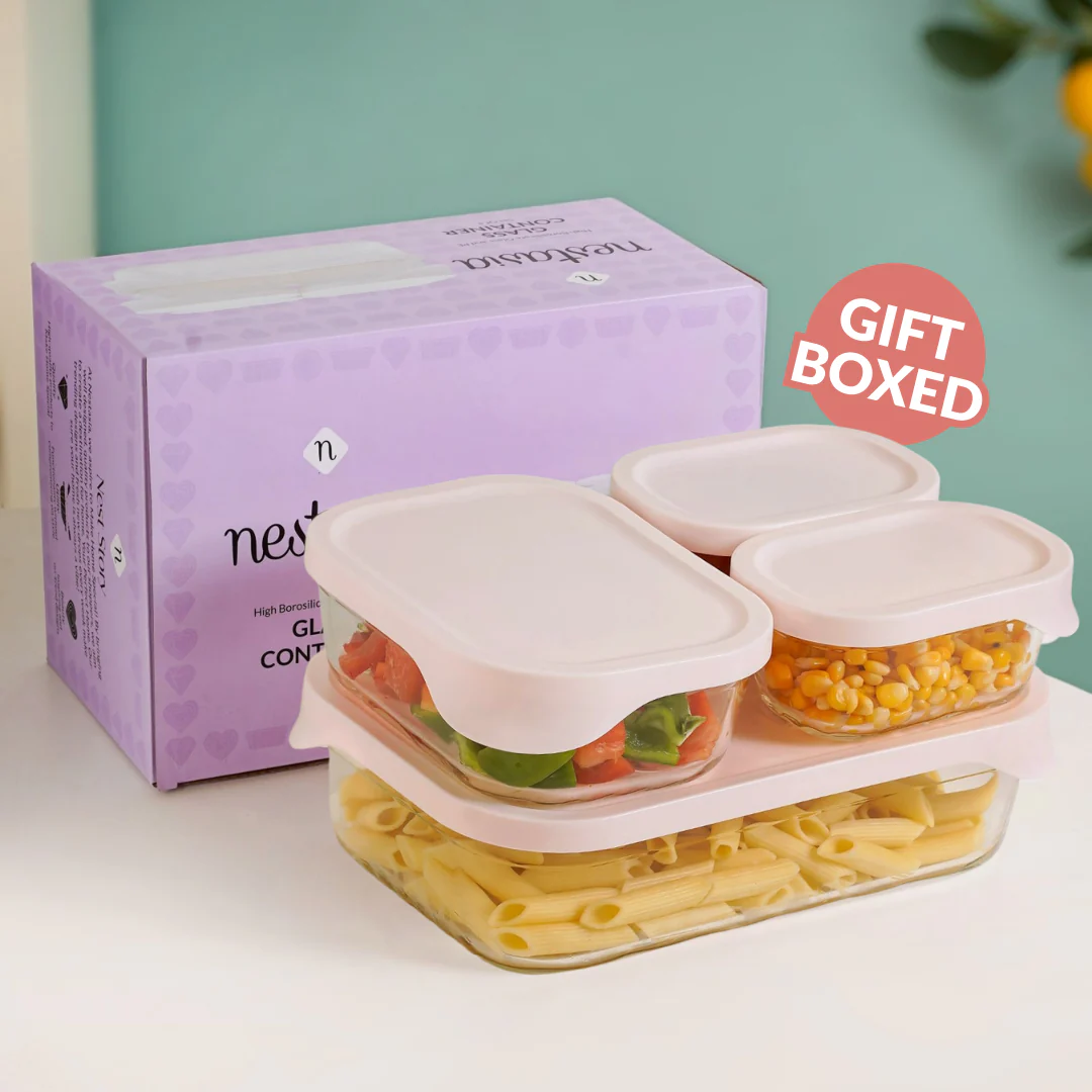 Groovo Lite Microwave Safe Glass Food Container Set Of 4 370ml 930ml 2500ml - Image 11