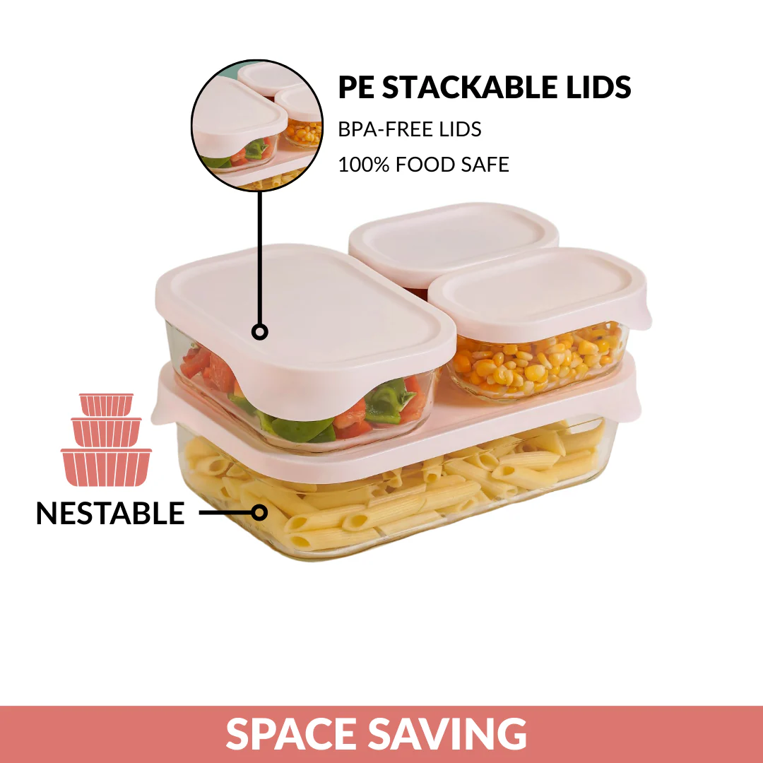 Groovo Lite Microwave Safe Glass Food Container Set Of 4 370ml 930ml 2500ml - Image 8