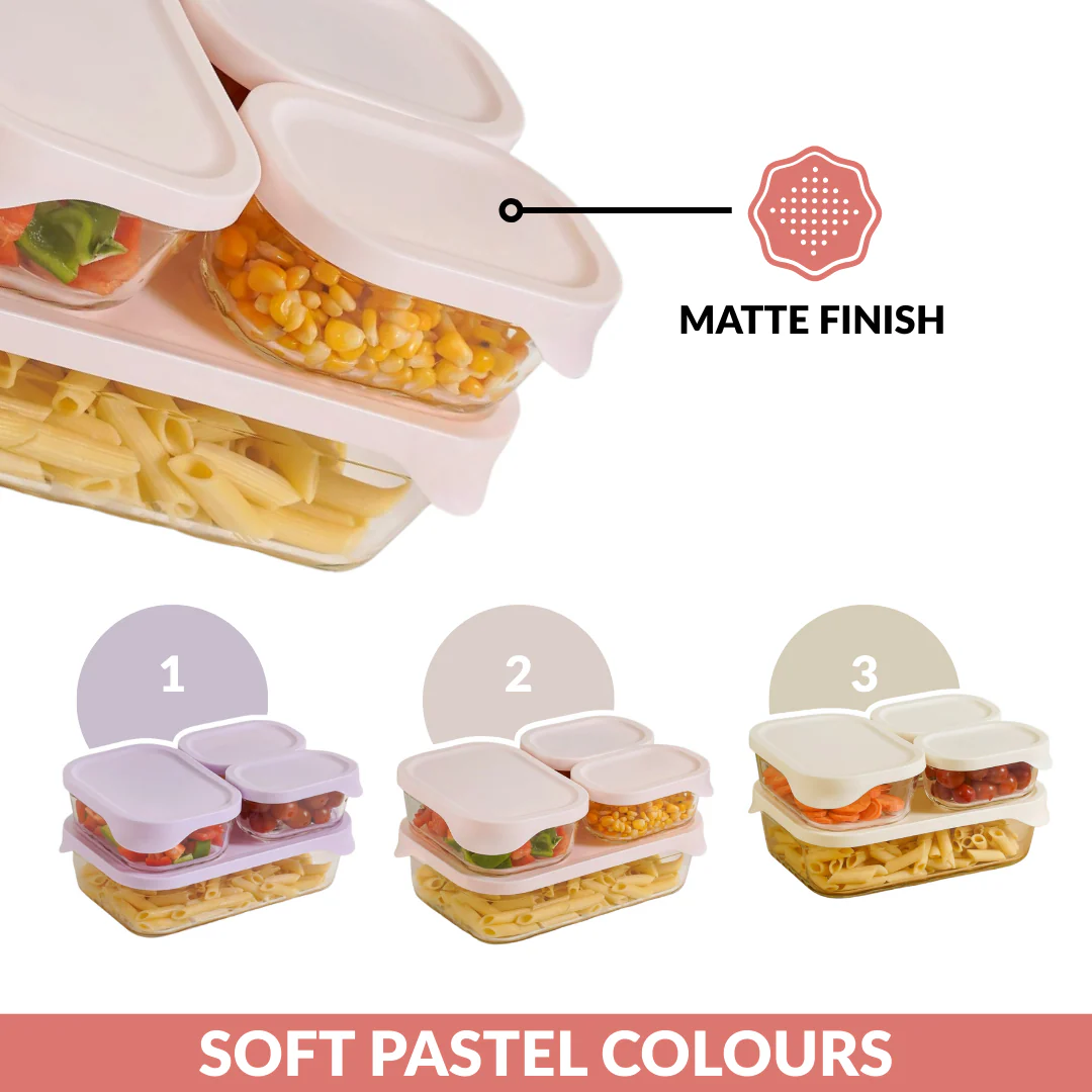 Groovo Lite Microwave Safe Glass Food Container Set Of 4 370ml 930ml 2500ml - Image 9