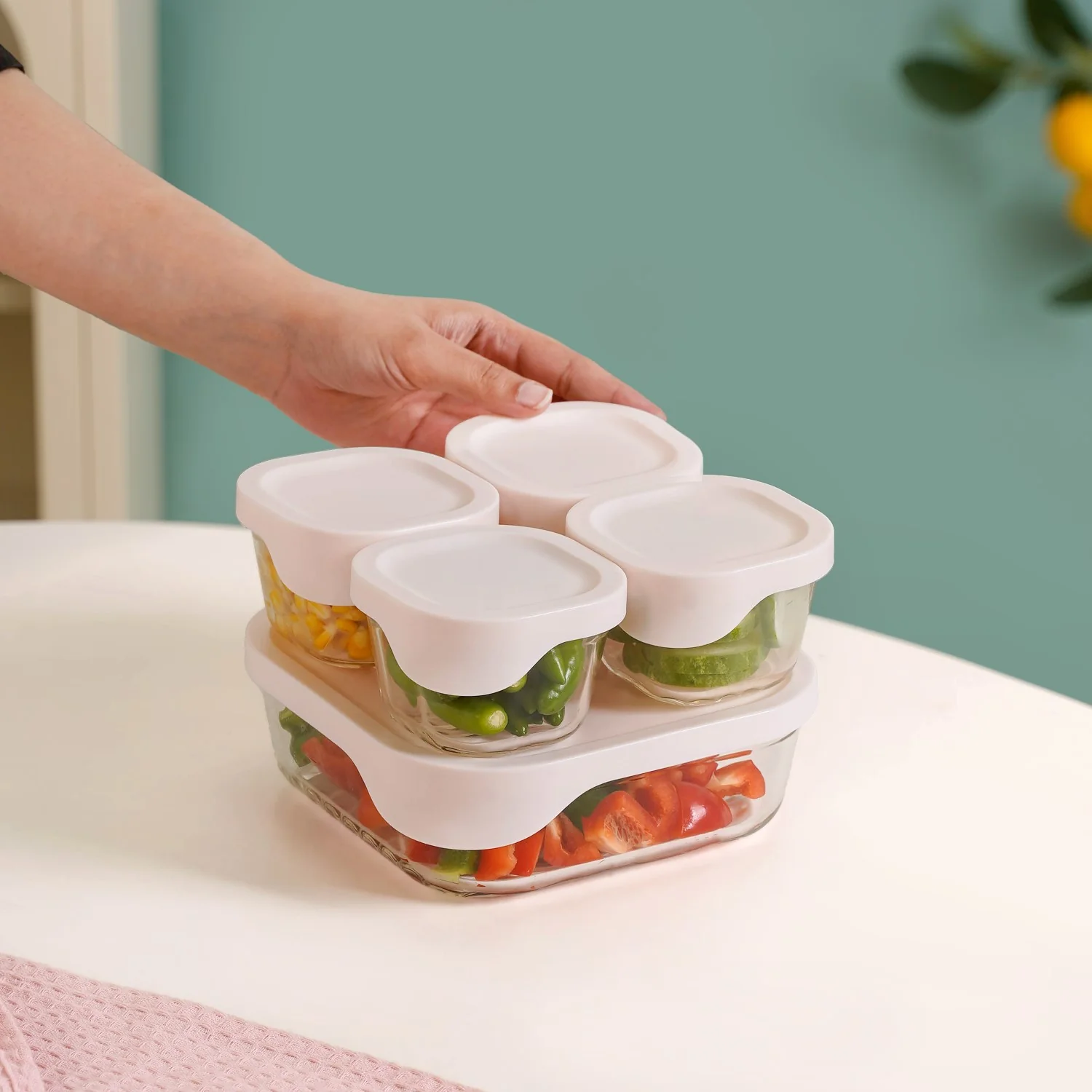 Groovo Lite Microwave Safe Glass Food Container Set Of 5 220ml 1320ml - Image 2