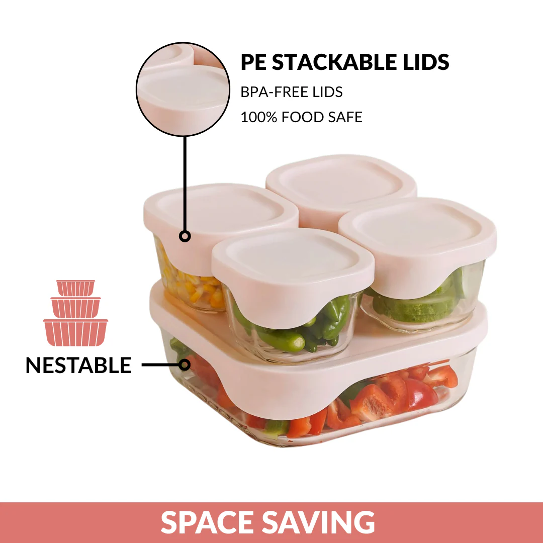 Groovo Lite Microwave Safe Glass Food Container Set Of 5 220ml 1320ml - Image 8