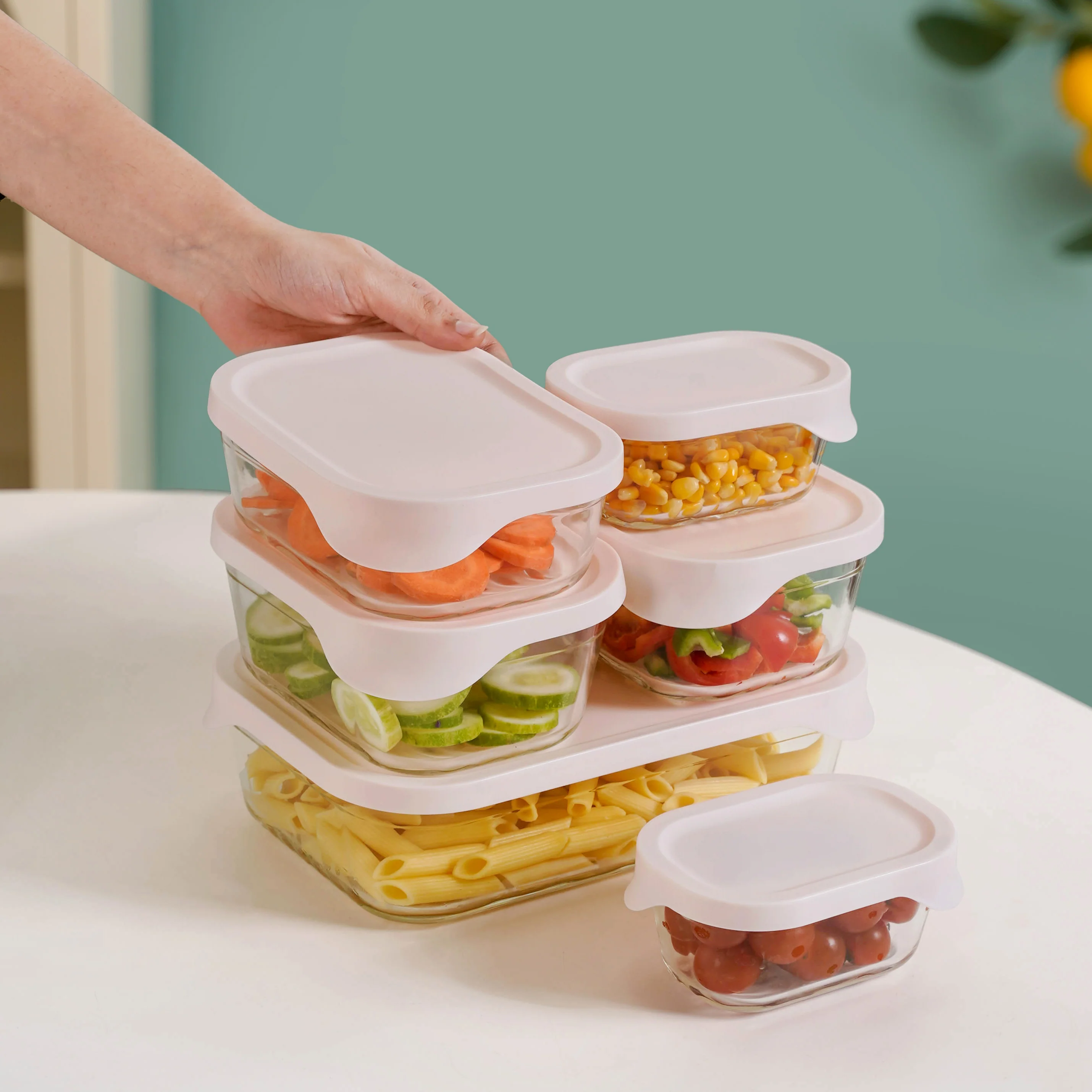 Groovo Lite Microwave Safe Glass Food Container Set Of 6 370ml 930ml 1120ml 2500ml - Image 2
