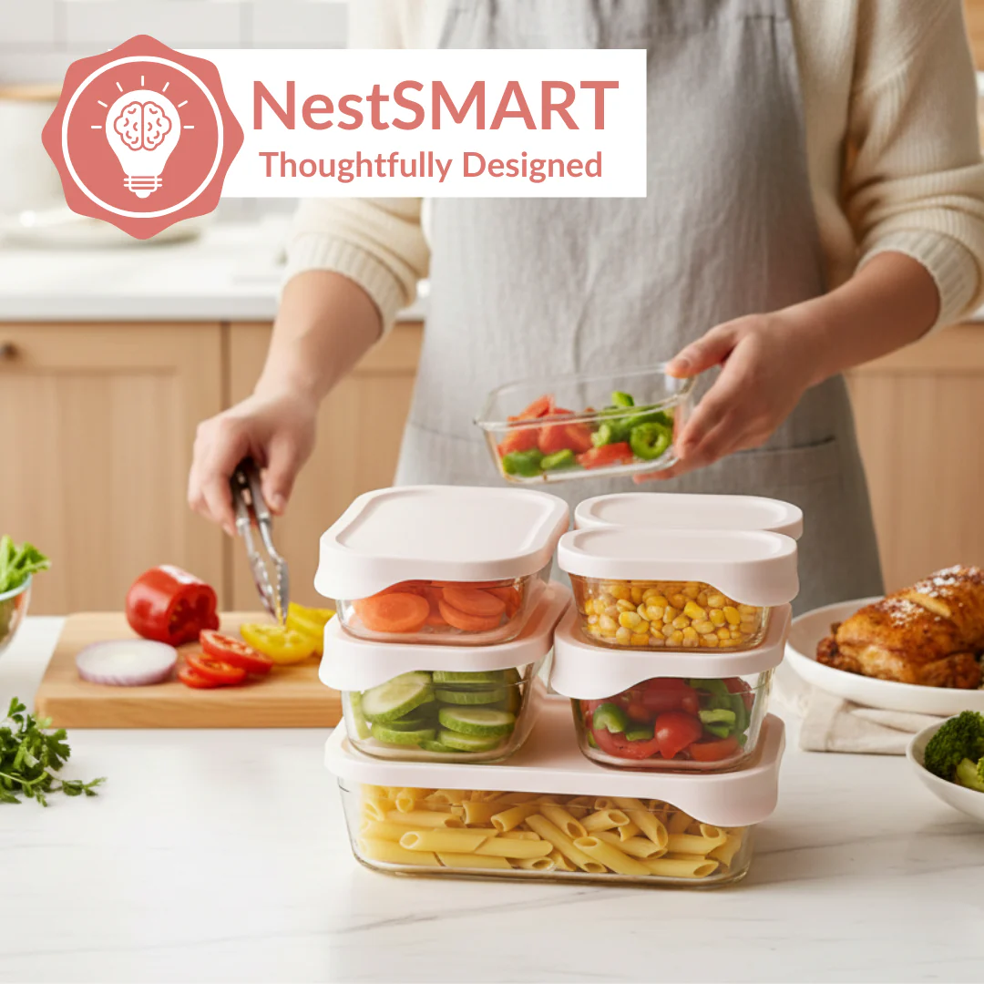 Groovo Lite Microwave Safe Glass Food Container Set Of 6 370ml 930ml 1120ml 2500ml - Image 3