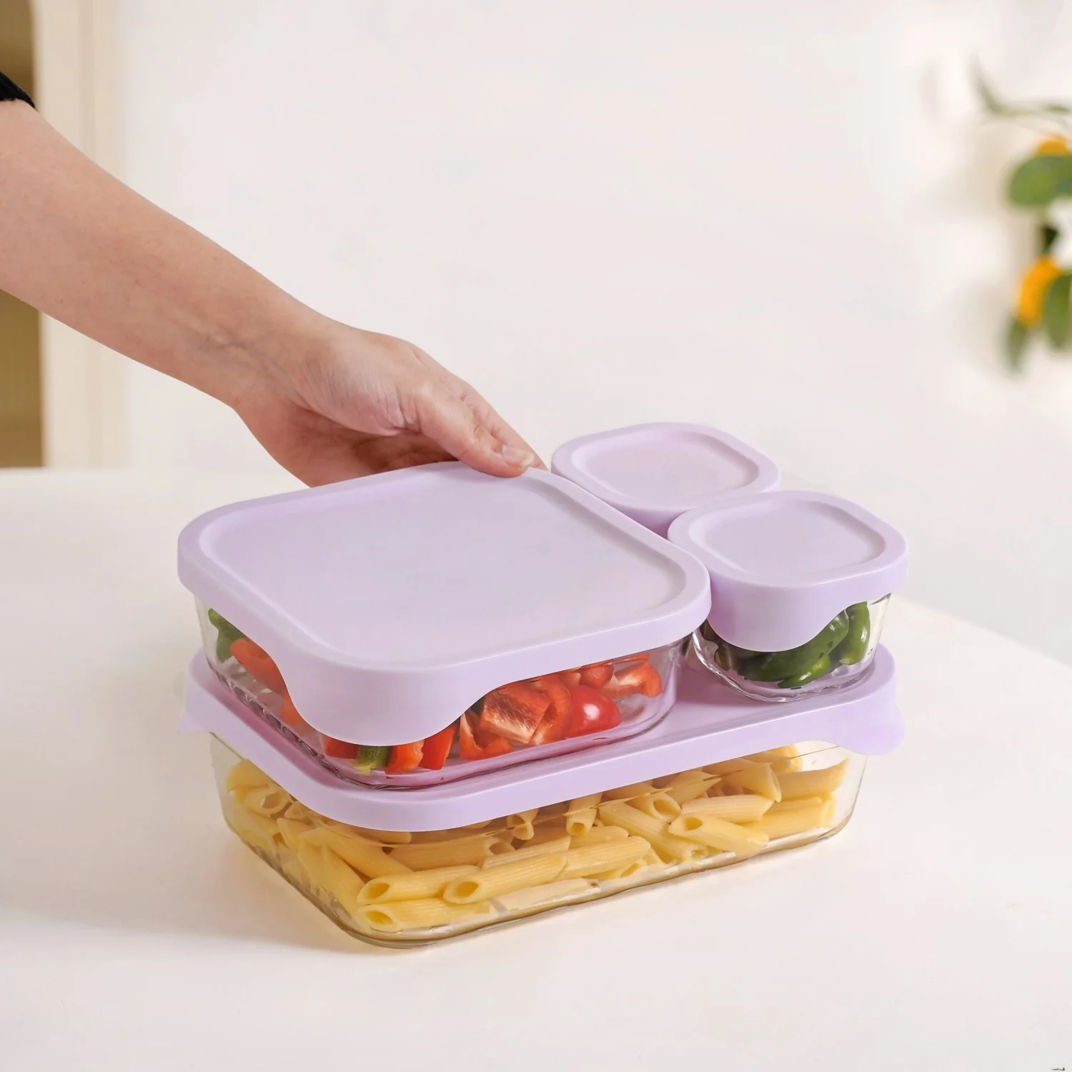 Groovo Lite Premium Borosilicate Food Container Set Of 4 220ml 1320ml 2500ml - Image 2