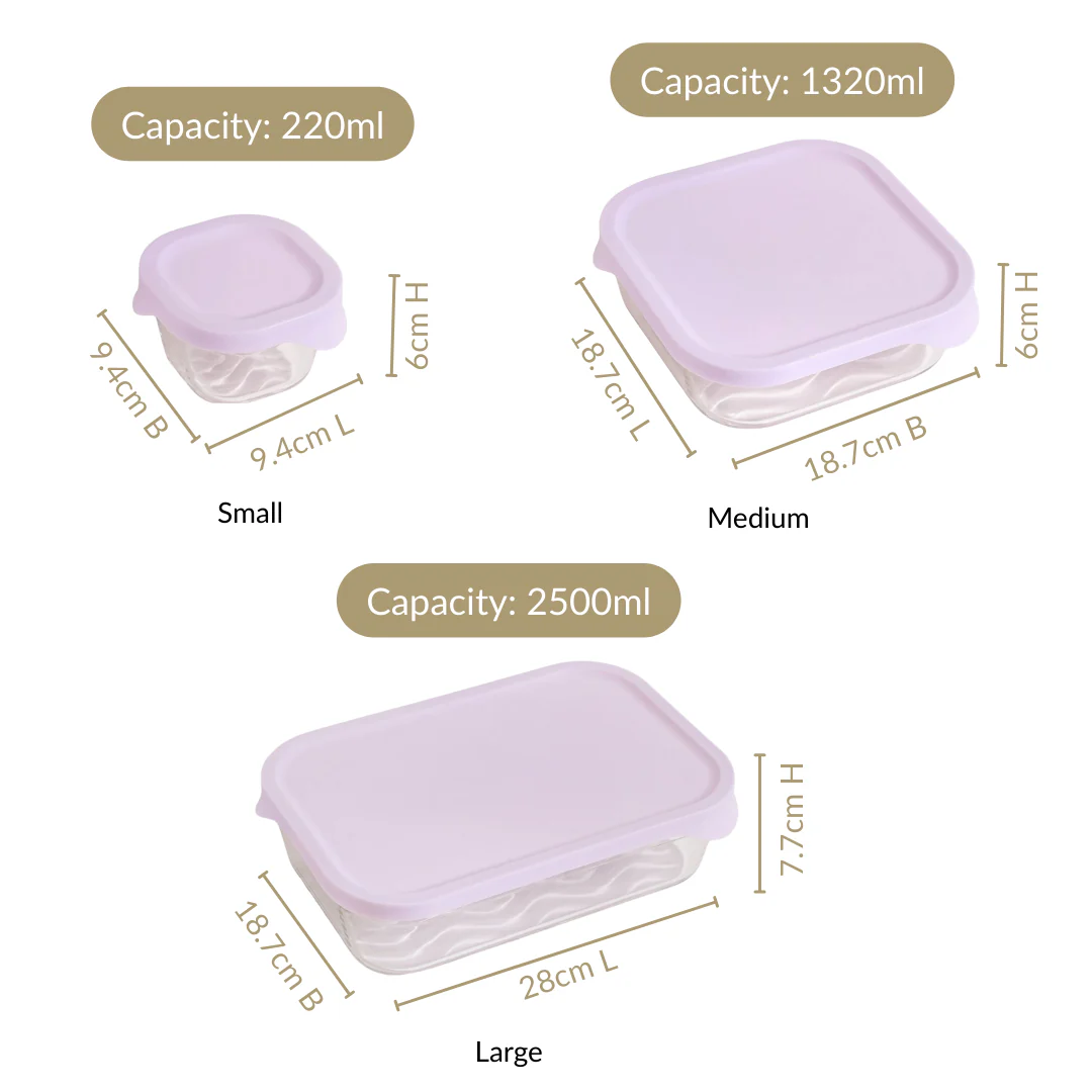 Groovo Lite Premium Borosilicate Food Container Set Of 4 220ml 1320ml 2500ml - Image 4