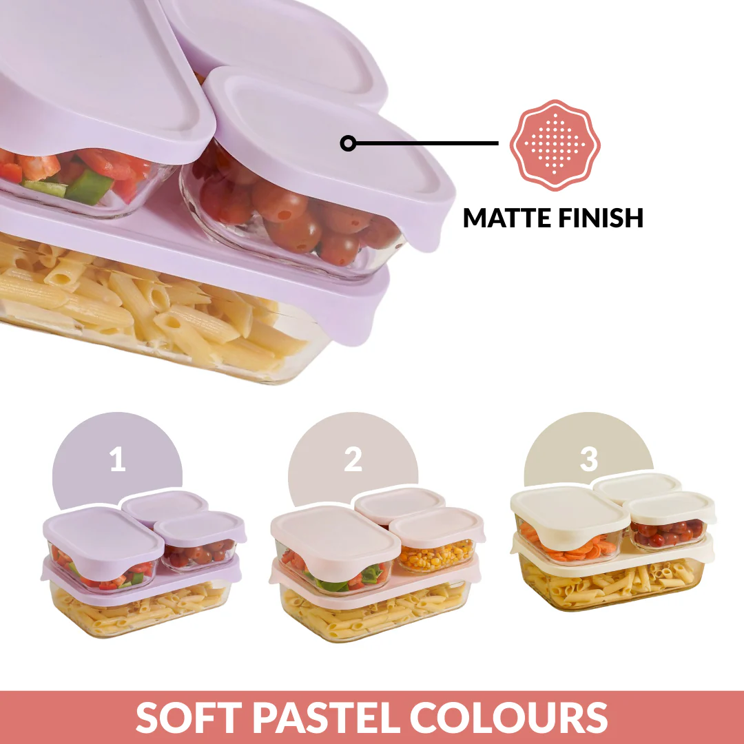 Groovo Lite Premium Borosilicate Food Container Set Of 4 370ml 930ml 2500ml - Image 9