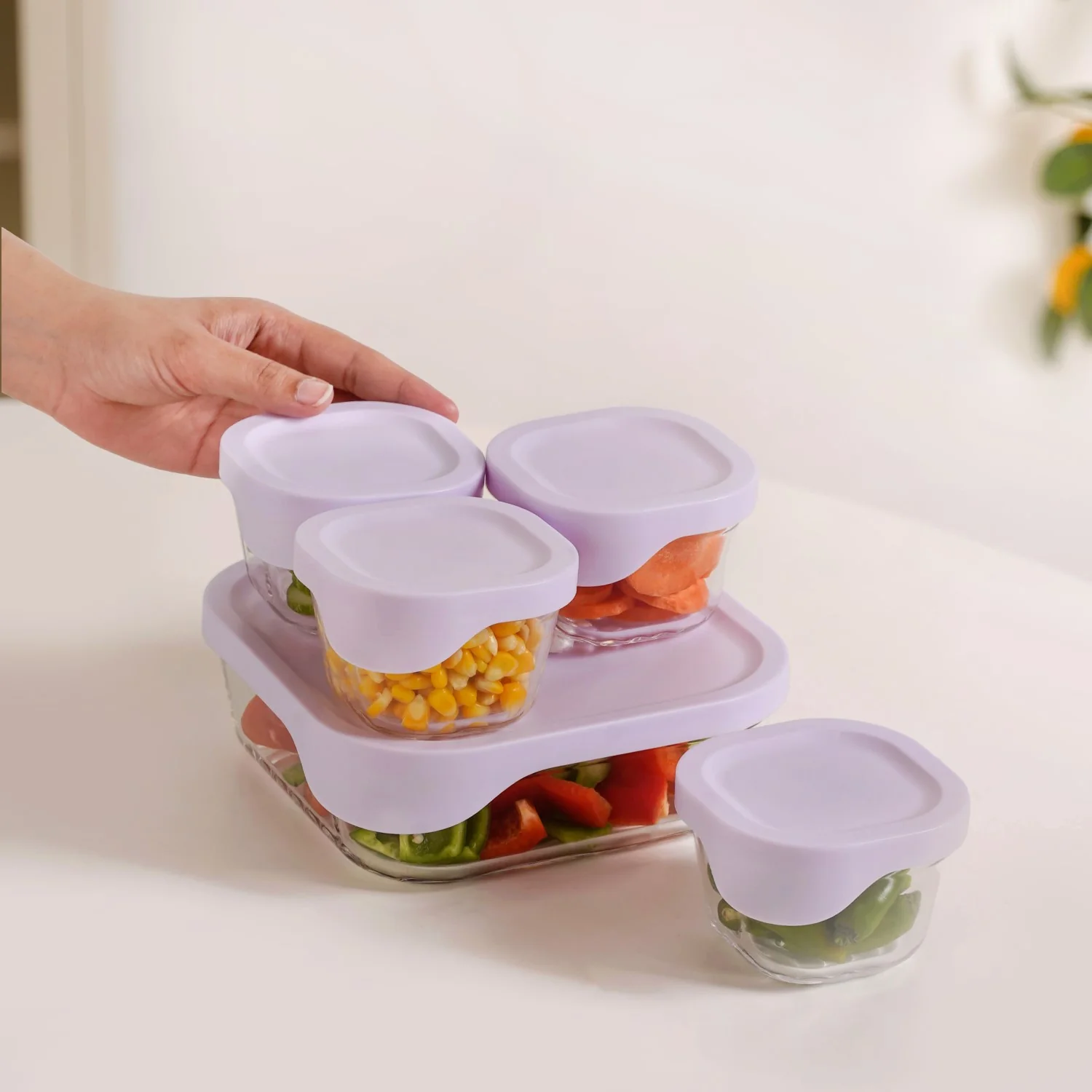 Groovo Lite Premium Borosilicate Food Container Set Of 5 220ml 1320ml - Image 2