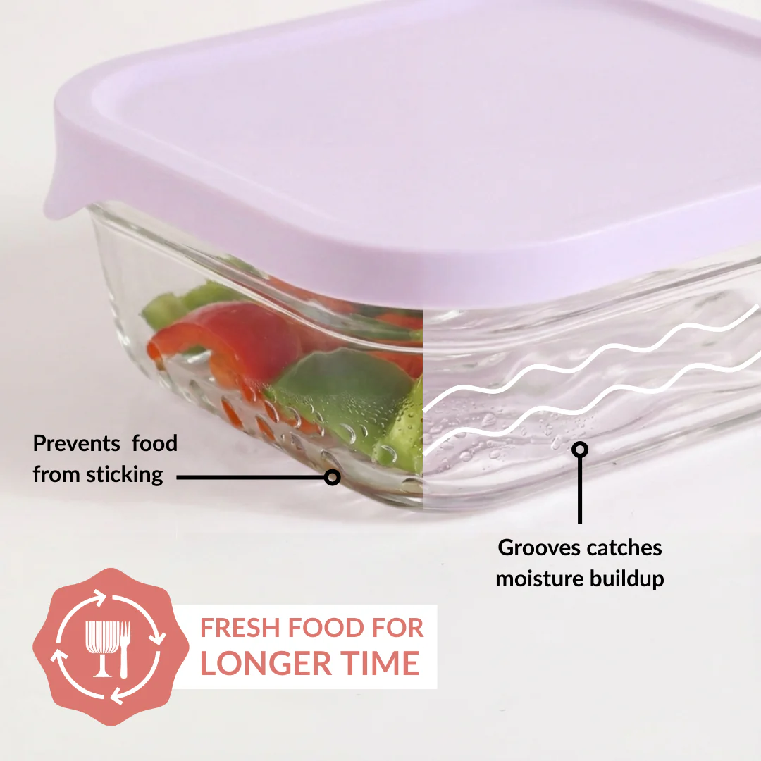 Groovo Lite Premium Borosilicate Food Container Set Of 5 220ml 1320ml - Image 7