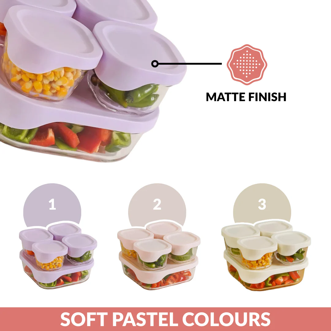 Groovo Lite Premium Borosilicate Food Container Set Of 5 220ml 1320ml - Image 9