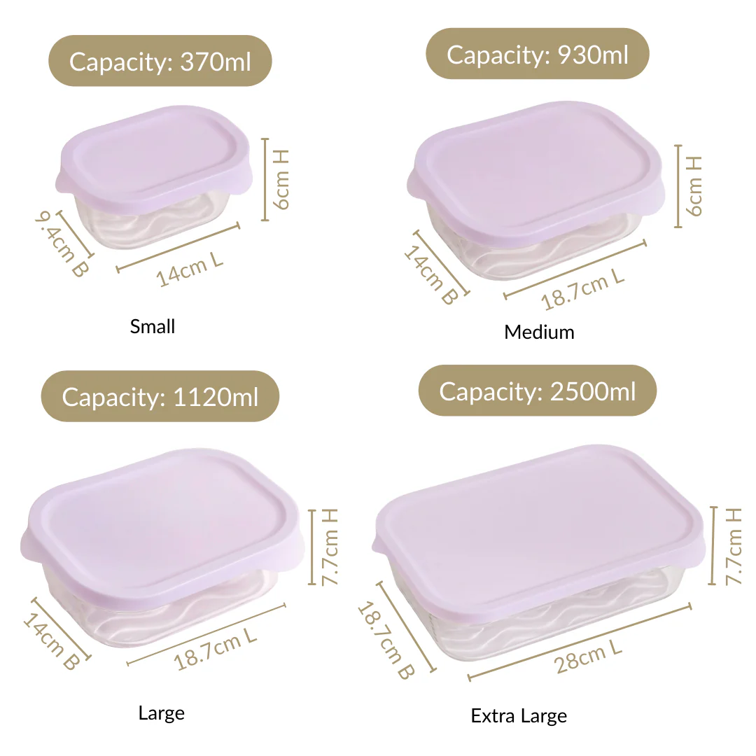 Groovo Lite Premium Borosilicate Food Container Set Of 6 370ml 930ml 1120ml 2500ml - Image 4