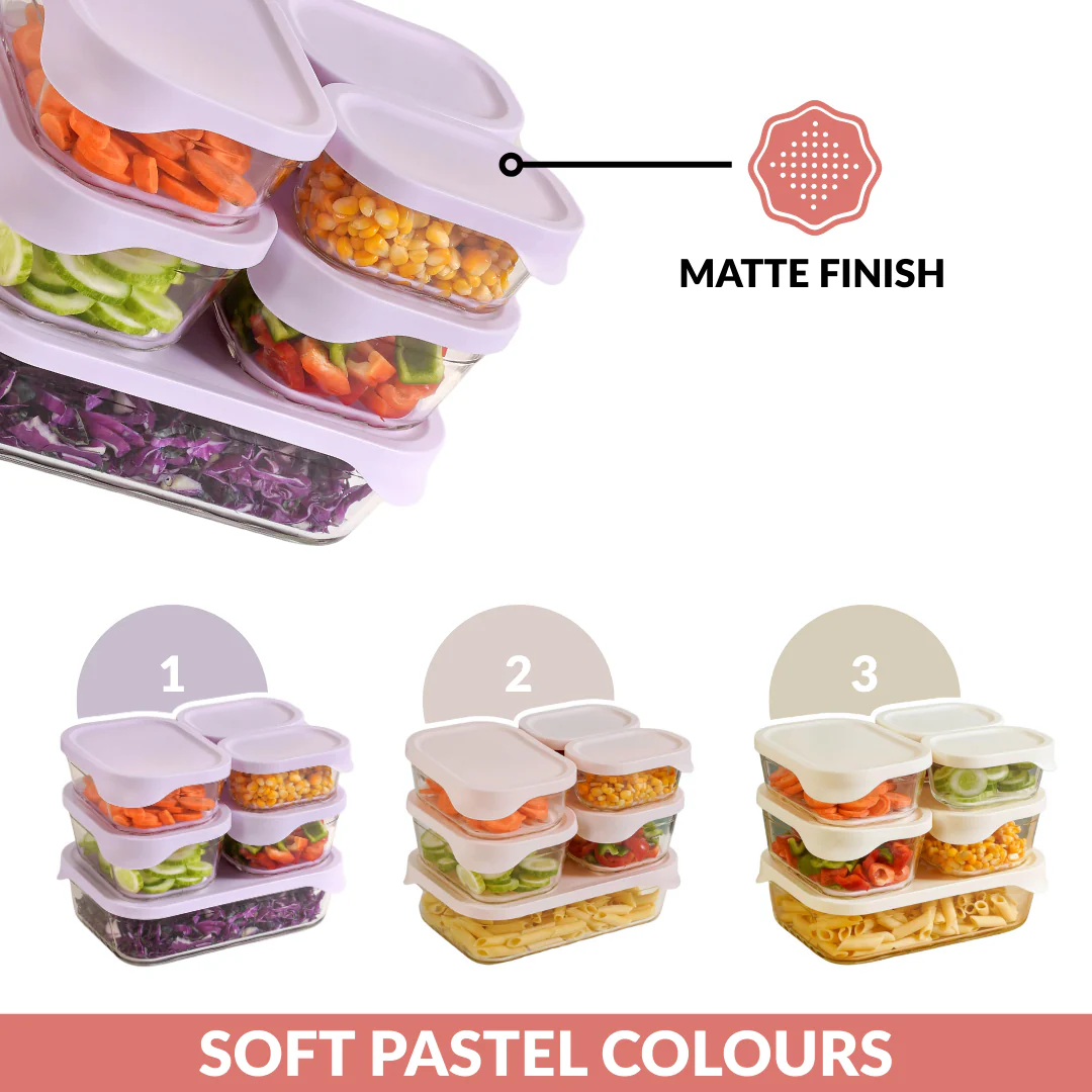 Groovo Lite Premium Borosilicate Food Container Set Of 6 370ml 930ml 1120ml 2500ml - Image 9
