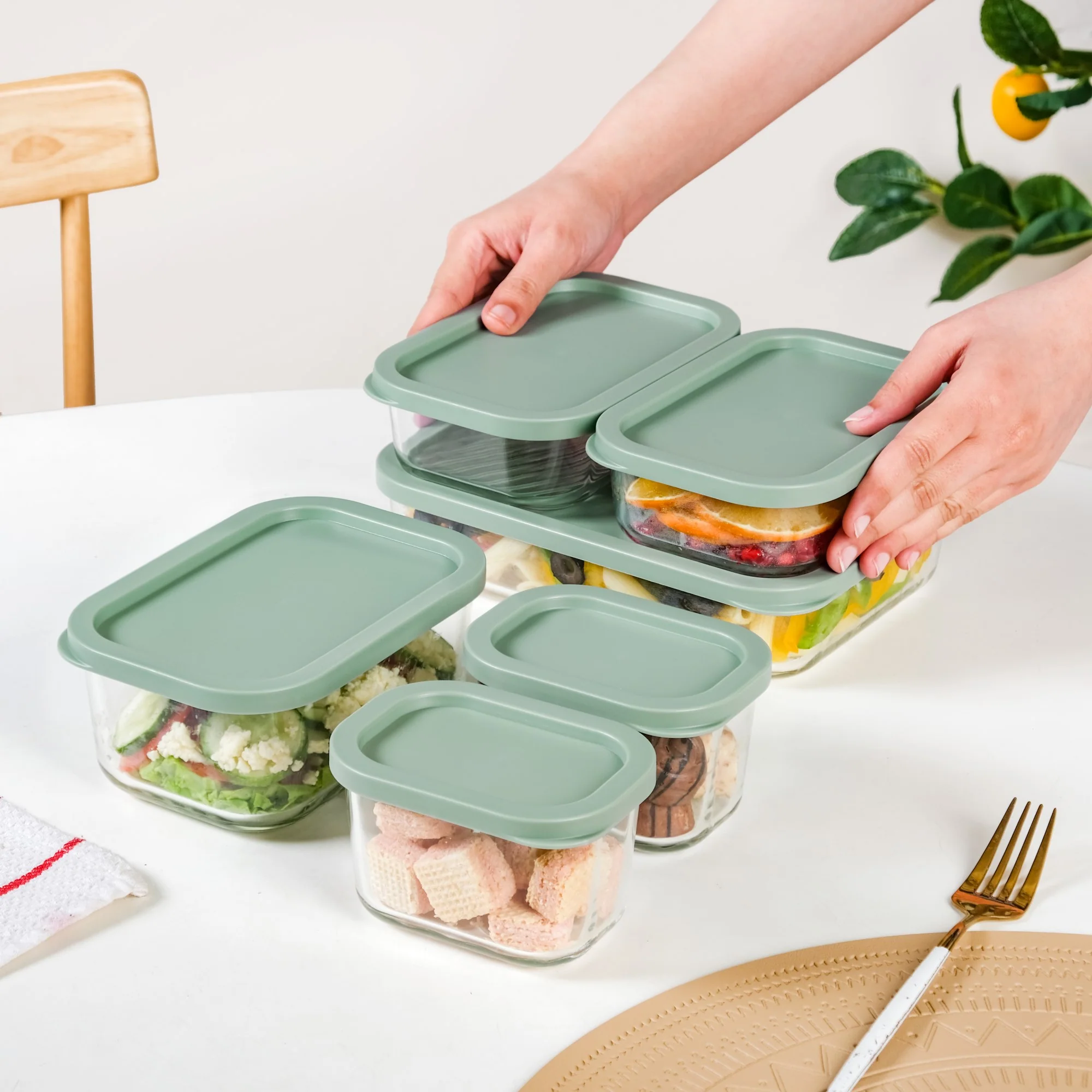 Groovo Multipurpose Glass Storage Containers Set Of 6 S 310ml M 520ml L 750ml XL 1200ml - Image 3