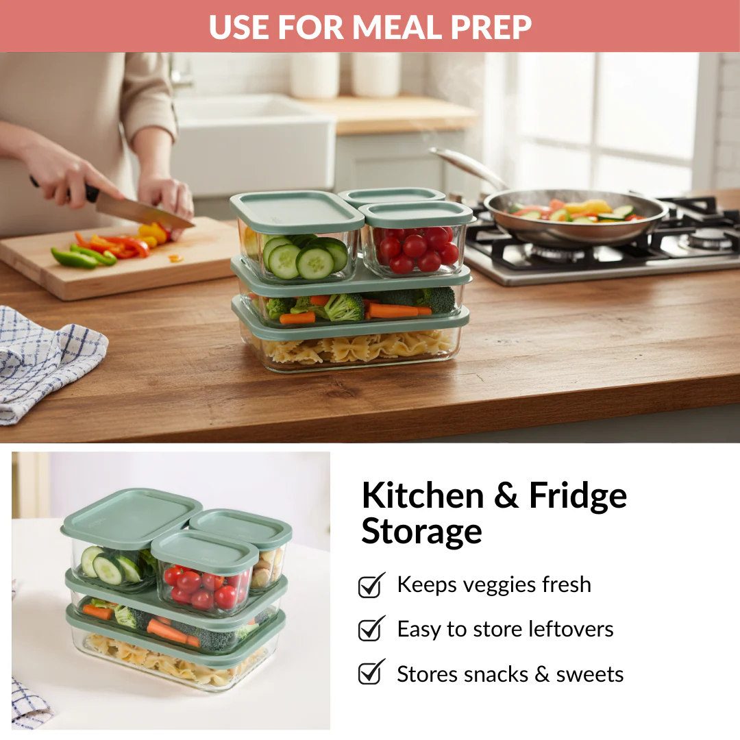 Groovo Storage Containers Set Of 5 310ml 750ml 1200ml Green - Image 10