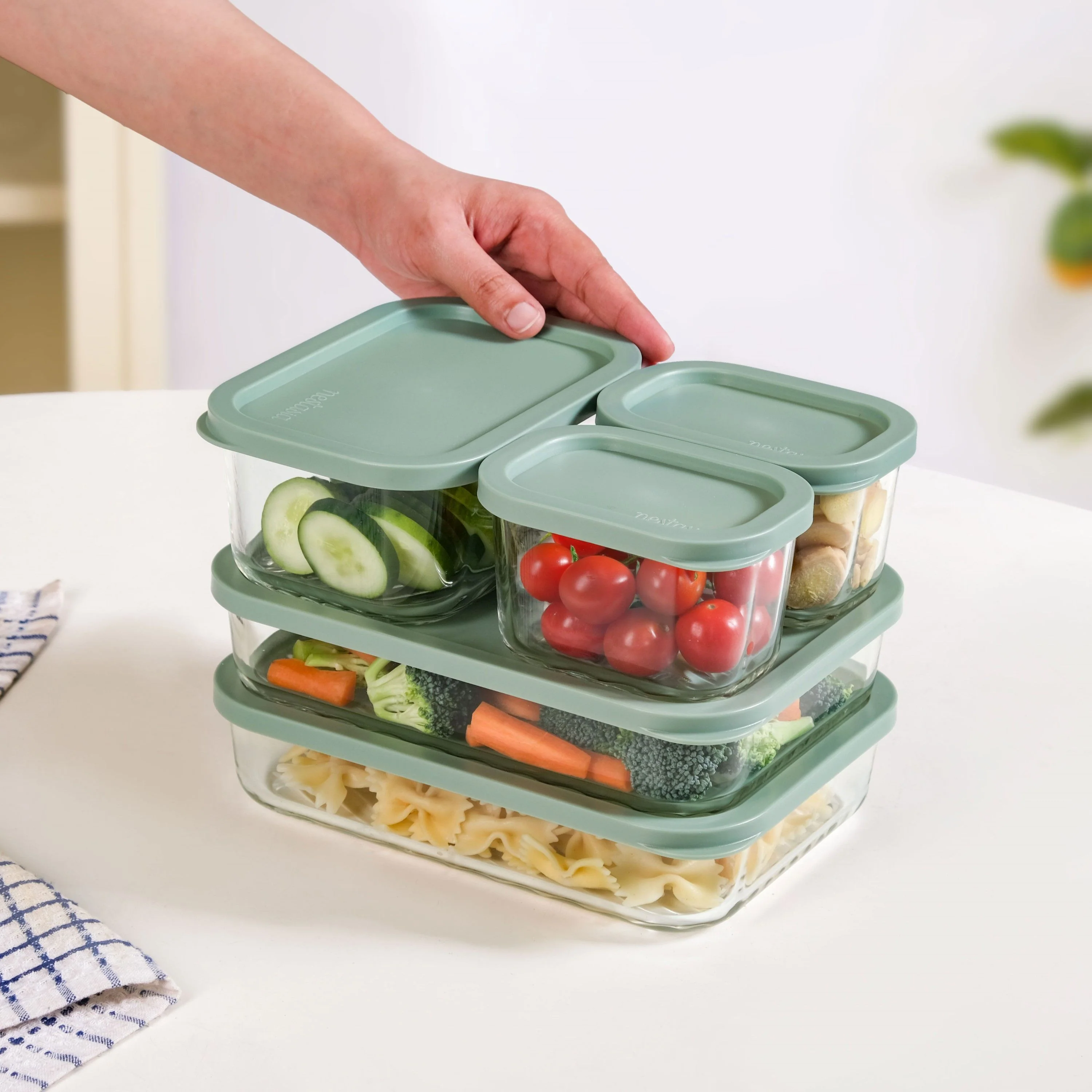 Groovo Storage Containers Set Of 5 310ml 750ml 1200ml Green - Image 2