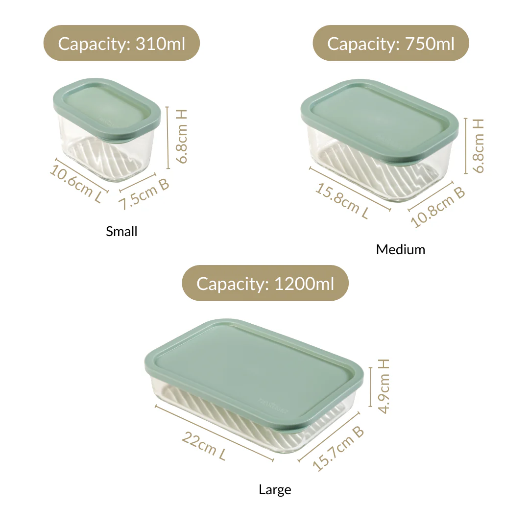 Groovo Storage Containers Set Of 5 310ml 750ml 1200ml Green - Image 4
