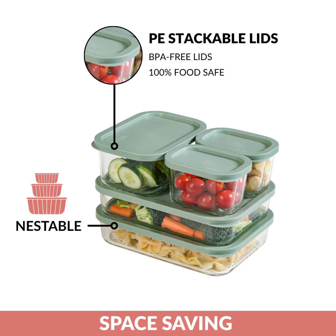 Groovo Storage Containers Set Of 5 310ml 750ml 1200ml Green - Image 8