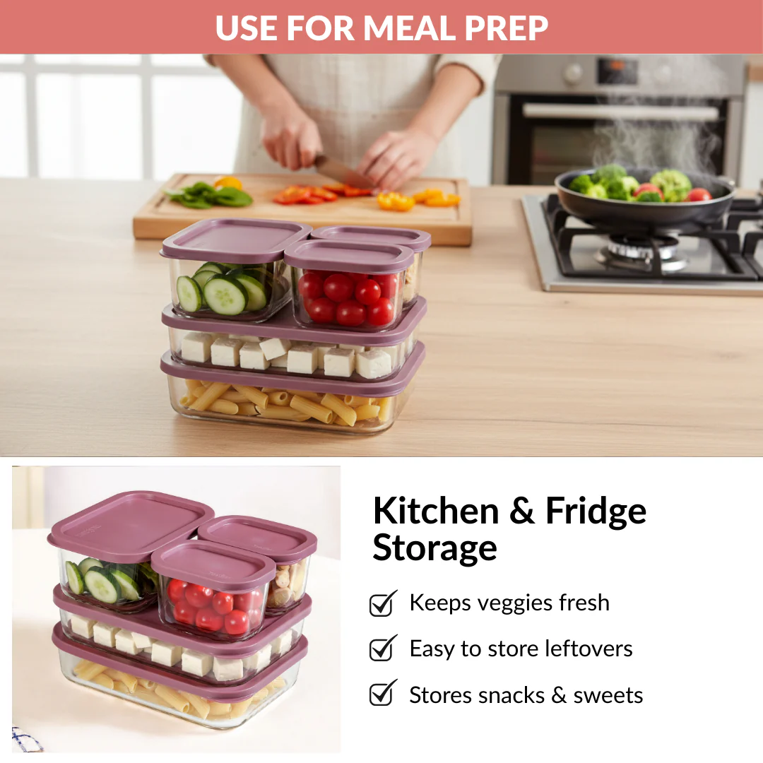 Groovo Storage Containers With Lid Set Of 5 310ml 750ml 1200ml Mauve - Image 10