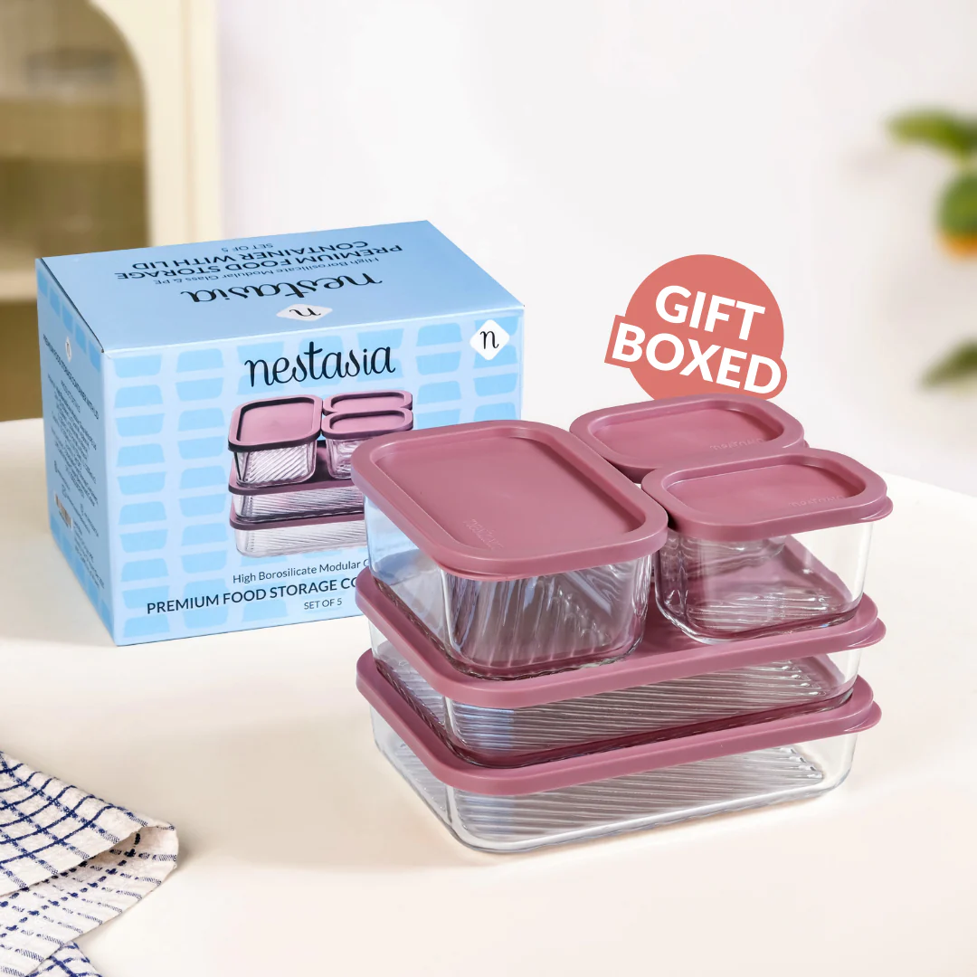 Groovo Storage Containers With Lid Set Of 5 310ml 750ml 1200ml Mauve - Image 11