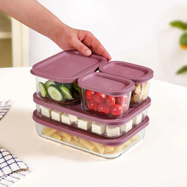 Groovo Storage Containers With Lid Set Of 5 310ml 750ml 1200ml Mauve - Image 2