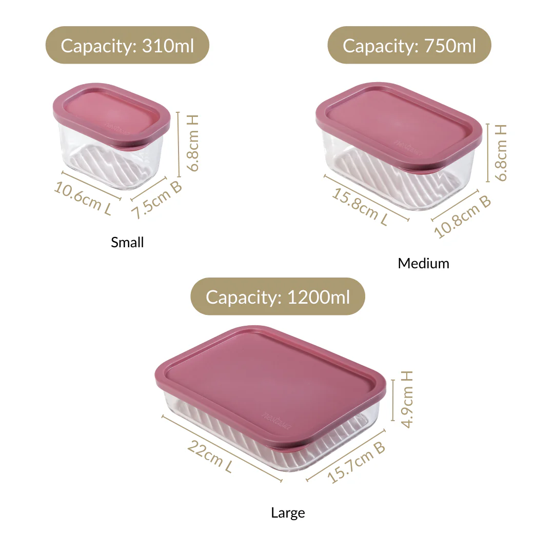Groovo Storage Containers With Lid Set Of 5 310ml 750ml 1200ml Mauve - Image 4