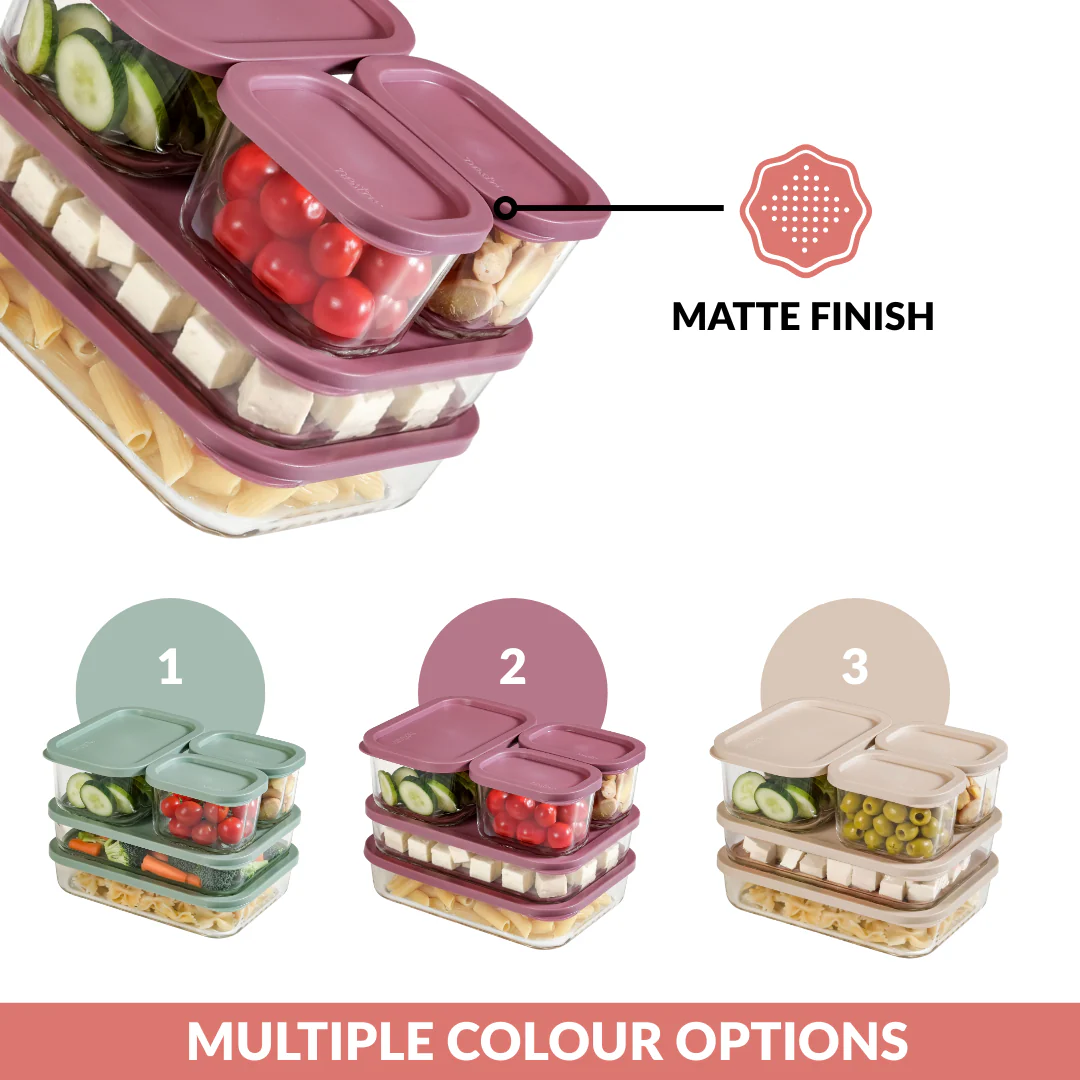 Groovo Storage Containers With Lid Set Of 5 310ml 750ml 1200ml Mauve - Image 9